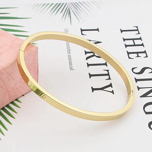 Hot Fashion Stainless Steel Jewelry Oval Bangle for Woman Child Charm Bracelet Party Love Wedding Brand Gift Wholesale