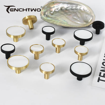 Natural Shell Gold Brass Wall Hooks Shoe Cabinet Knobs Closet Furniture Handle Wardrobe Drawer Pull Vintage Kitchen Accessories