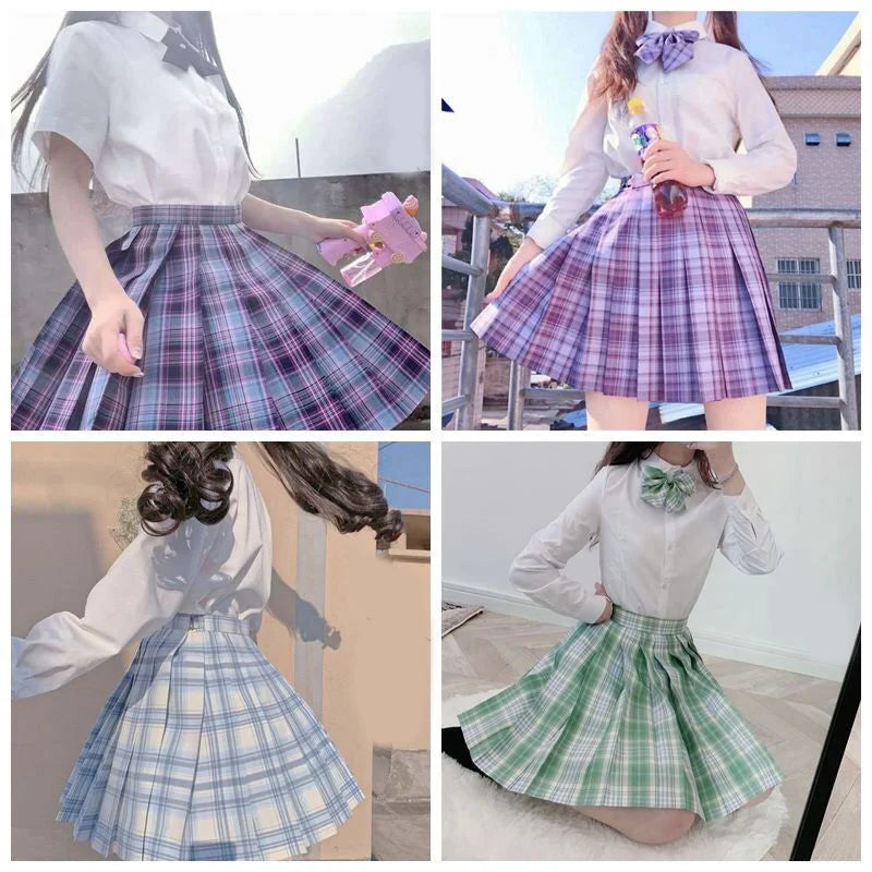 ZOKI Plaid Women Pleated Skirt Bow Knot Summer High Waist Preppy Girls Dance Mini Skirt Cute A Line Harajuku Sexy Japan Faldas