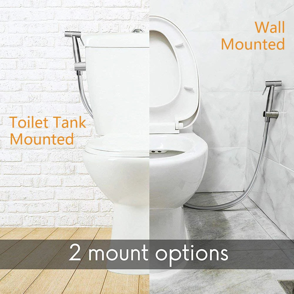 Handheld Toilet Bidet Sprayer Set Kit Stainless Steel Hand Bidet faucet for Bathroom Hand Sprayer Shower Head Self Cleaning