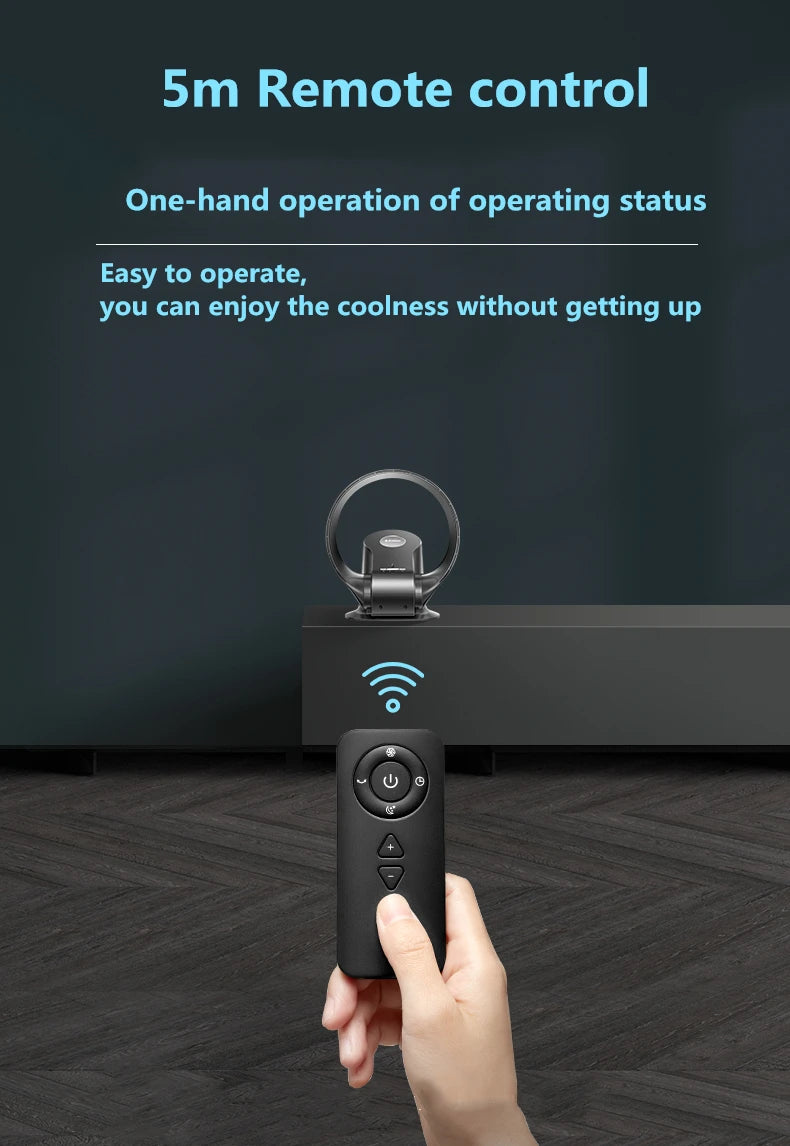 Electric Mute Fan with Remote Controlled Bladeless Powerful Soft Wind Wall Fan for Home Desktop Tower Fan 180 Deg Swinging