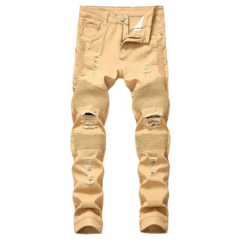 2022 New Fashion Mens Biker Jeans Punk Style Men Cargo Denim Pants  Zipper Pocket Motorcycle Jeans Male Pantalones Hombre