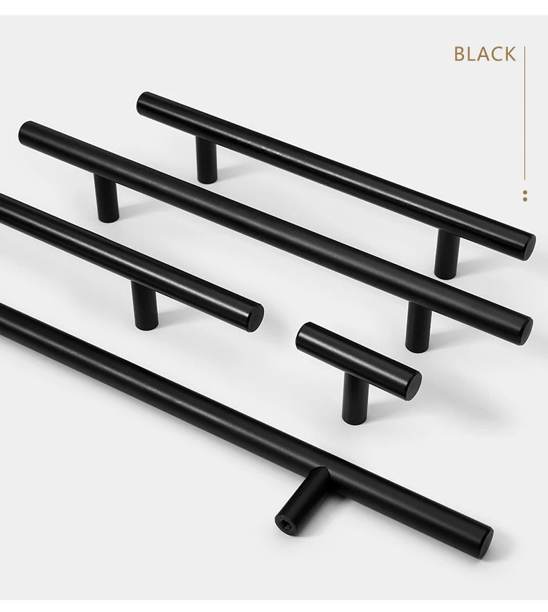 NAIERDI Brushed Gold Straight Door Handle Cabinet Handles Stainless Steel Black Kitchen Cabinet Knobs Furniture Hardware