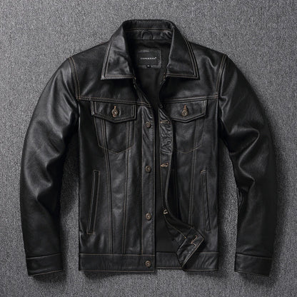CC Shop Top.Y2K new classic casual slim fit genuine leather coat.quality fashion cowhide jacket.Young popular 557 style Denim