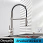 Spring Brushed Kitchen Sink Faucet Pull Down Sprayer Nozzle Single Handle Faucets Mixer Hot Cold Stainless Steel Modern