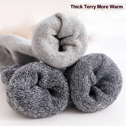 6PCS=3Pairs Men's Winter Compression Stocking Warm Hot Knee High Long Leg Terry Socks Warm Thicken Cover Calf Socks Size 38-44