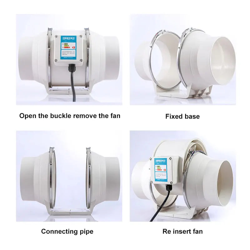 6 inch 220V Exhaust Fans Home Inline Pipe Duct Fan Extractor Ventilation Kitchen Toilet  Air Clean Ventilator Diagonal Flow Fan
