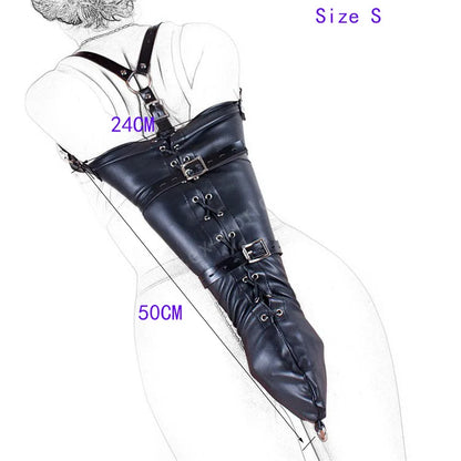 Sexy SM Restraint Arm Binder Behind Back Straight Jacket Leather Armbinder Slave Lockable Bondage Shoulder Straps Club Role play
