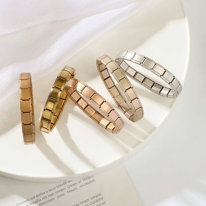 New Women's Men's Jewelry DIY 9MM Width Italian Elastic Charm Bracelet Solid Color Stainless Steel Fashion Bangle
