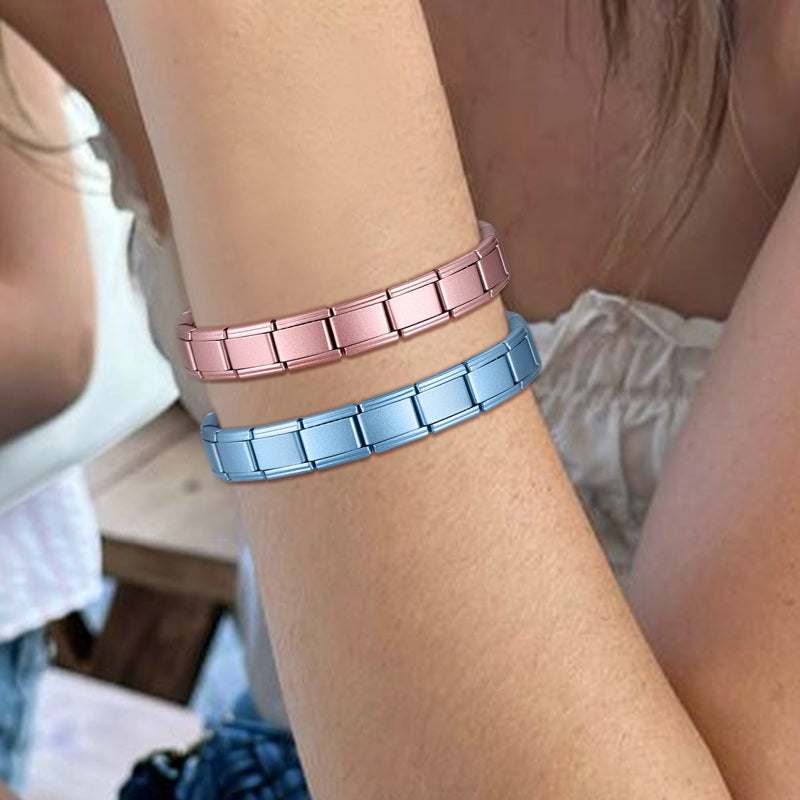 New Women's Men's Jewelry DIY 9MM Width Italian Elastic Charm Bracelet Solid Color Stainless Steel Fashion Bangle