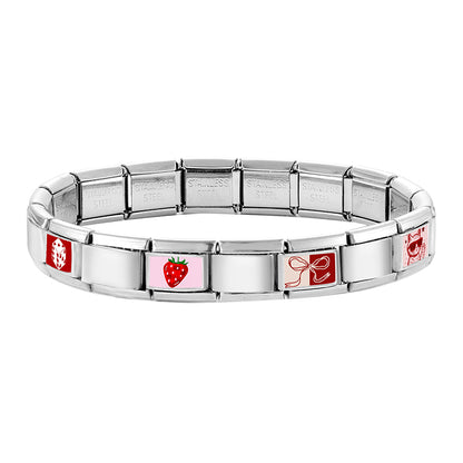 Y2K Red Pink Heart Dog Cat Flowers Italian Charm Link Fit 9mm Stainless Steel Jewelry DIY Making Bracelets For Gifts