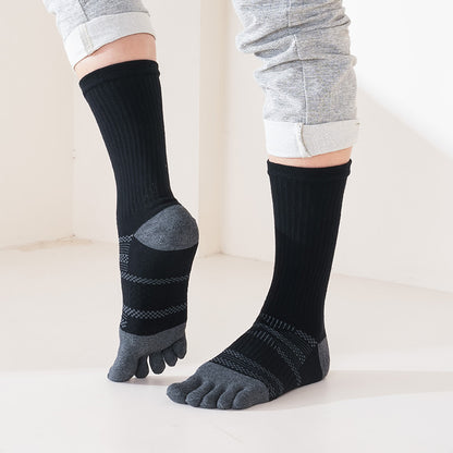 1/5 Pairs Men's Toe Socks Long Compression Sweat-Absorbing Fitness Marathon Hiking Outdoor Basketball Five Finger Sport Socks