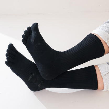 1/5 Pairs Men's Toe Socks Long Compression Sweat-Absorbing Fitness Marathon Hiking Outdoor Basketball Five Finger Sport Socks