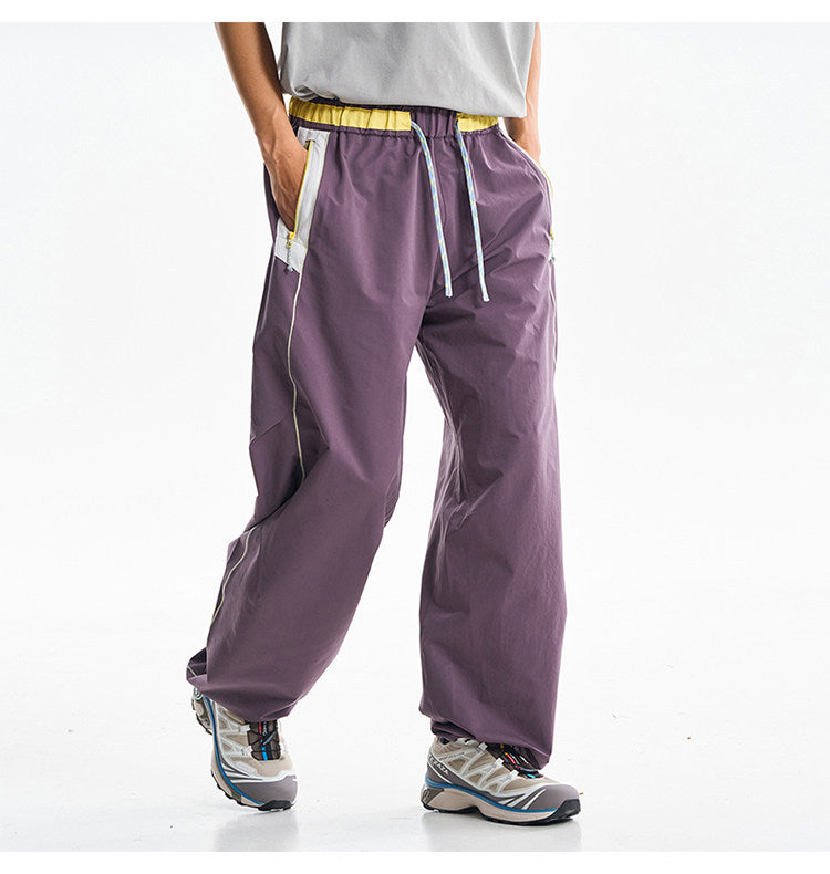 Men Women Splice Fashion Outdoor Loose Casual Lightweight Quick Dry Sports Cargo Baggy Pants Track Trouser Jogger Sweatpants