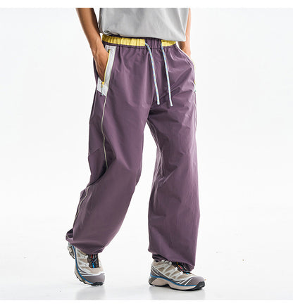 Men Women Splice Fashion Outdoor Loose Casual Lightweight Quick Dry Sports Cargo Baggy Pants Track Trouser Jogger Sweatpants