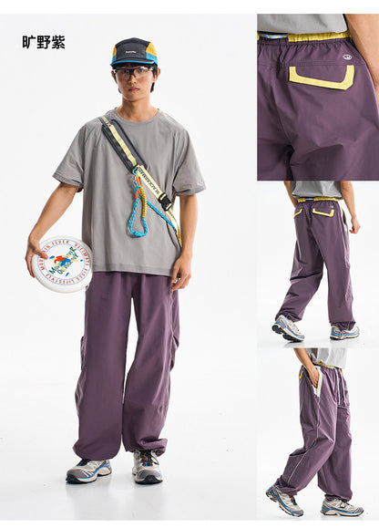 Men Women Splice Fashion Outdoor Loose Casual Lightweight Quick Dry Sports Cargo Baggy Pants Track Trouser Jogger Sweatpants