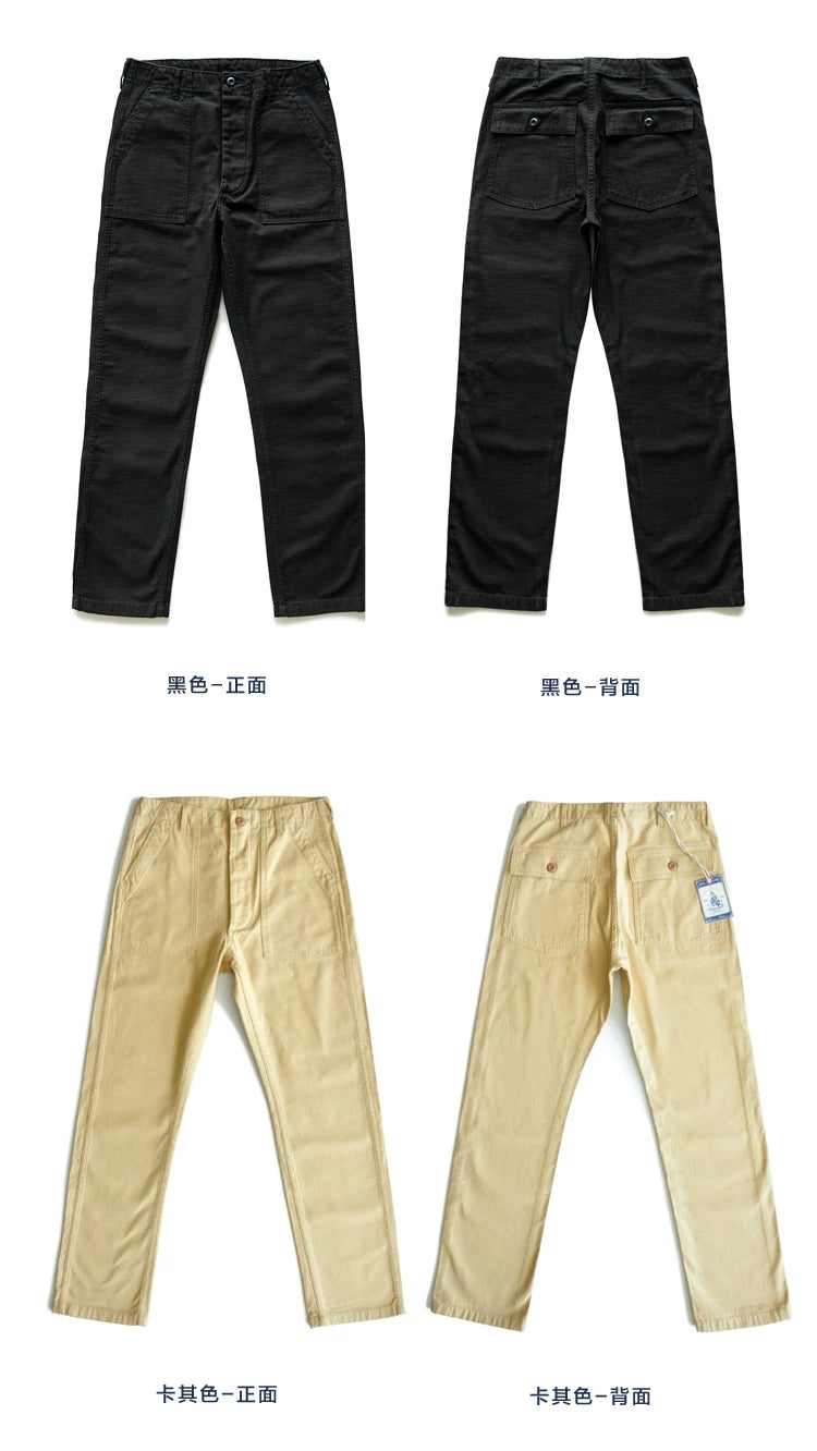 SauceZhan OG107 Utility Fatigue Pants Military PANTS Classic Cargo  Olive  Men's Baker Pants Satin Cotton Straight Fit