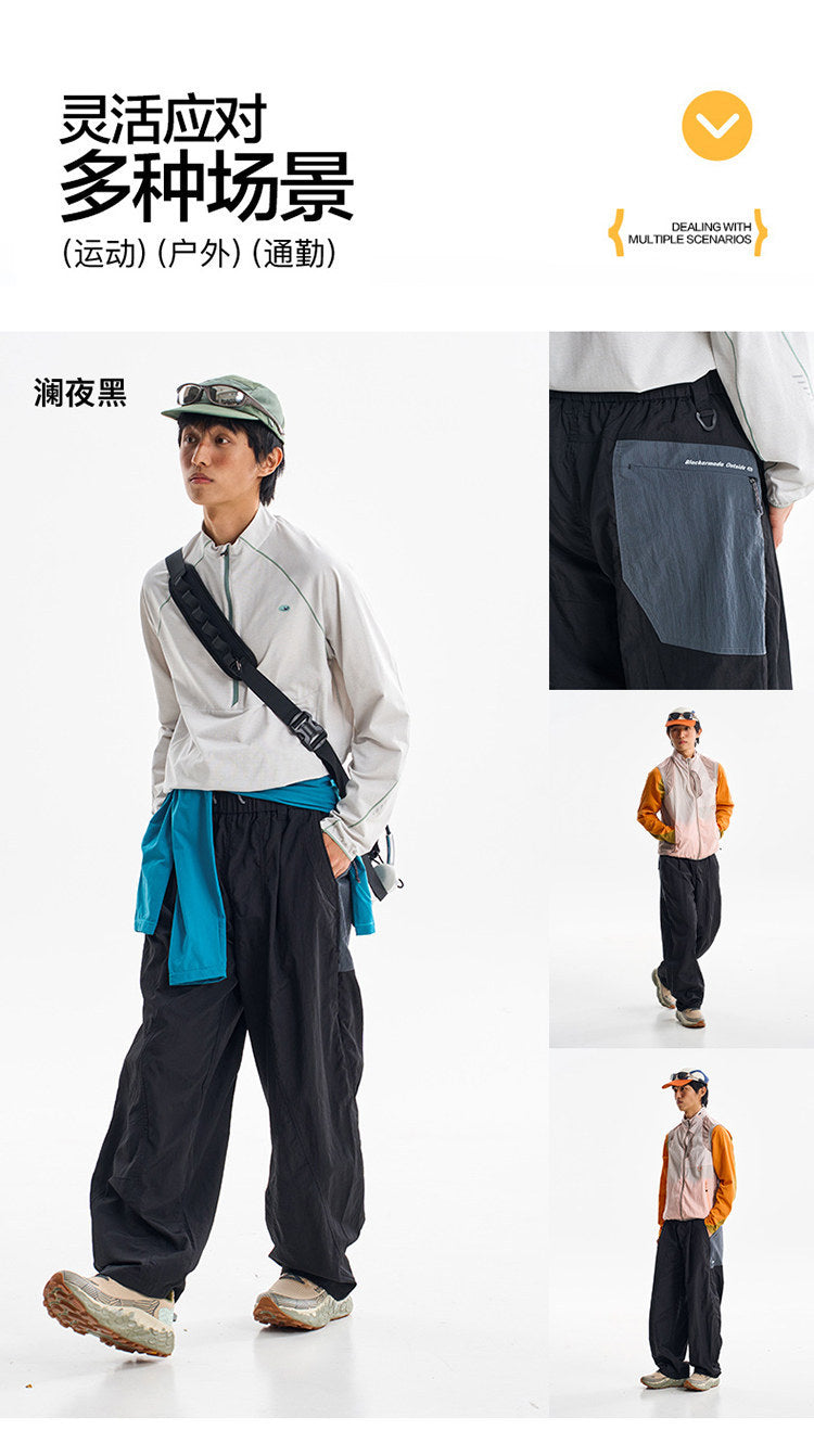 Men Women Splice Fashion Outdoor Loose Casual Lightweight Quick Dry Sports Cargo Baggy Pants Track Trouser Jogger Sweatpants