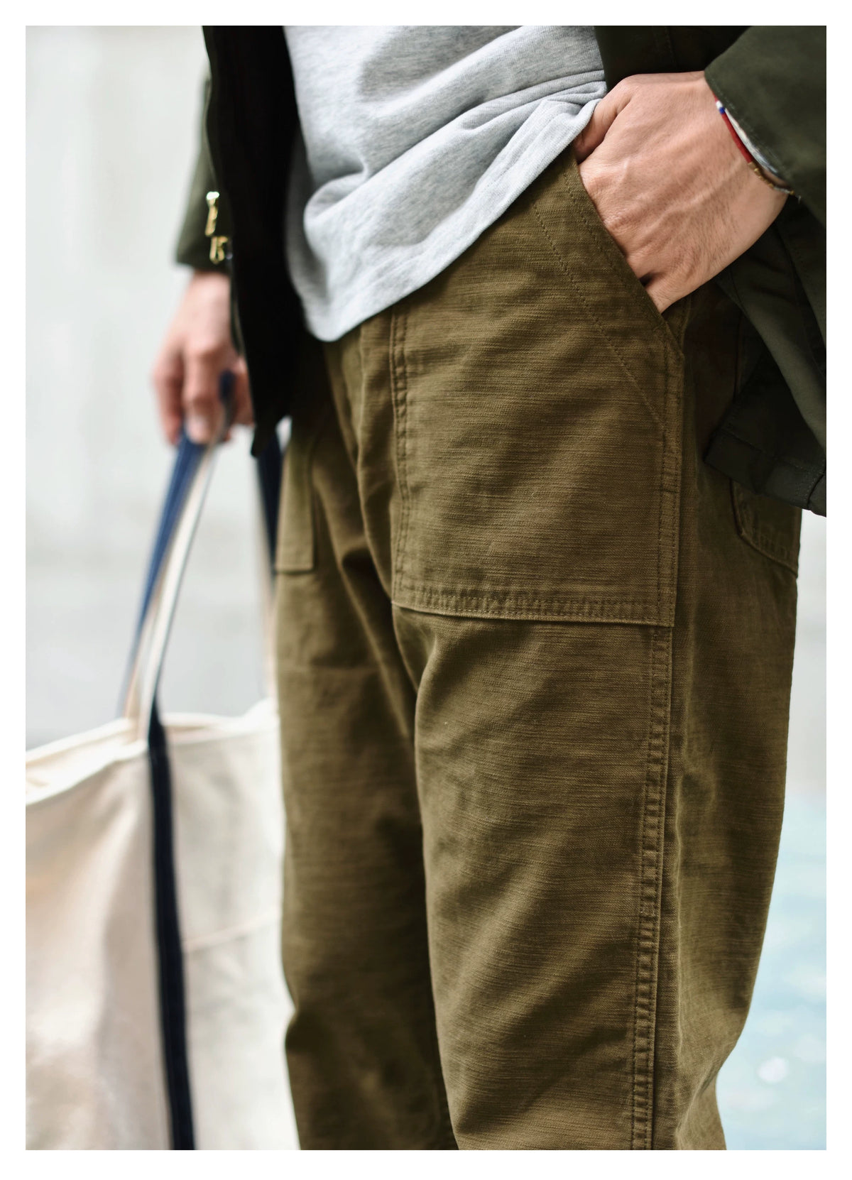 SauceZhan OG107 Utility Fatigue Pants Military PANTS Classic Cargo  Olive  Men's Baker Pants Satin Cotton Straight Fit
