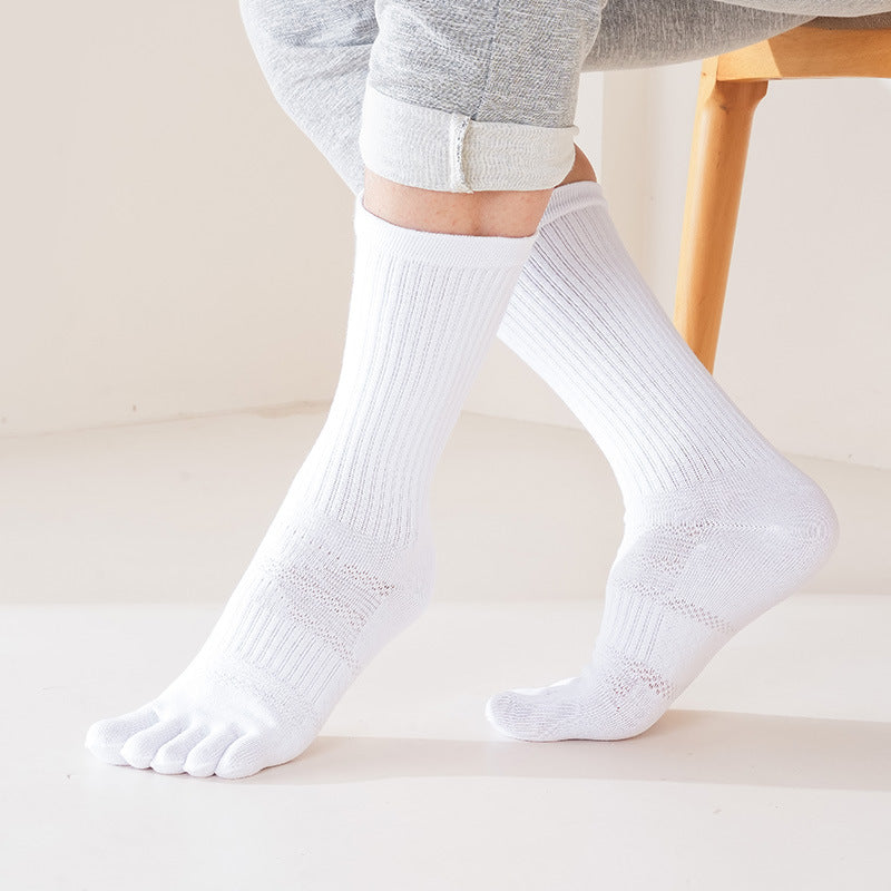1/5 Pairs Men's Toe Socks Long Compression Sweat-Absorbing Fitness Marathon Hiking Outdoor Basketball Five Finger Sport Socks