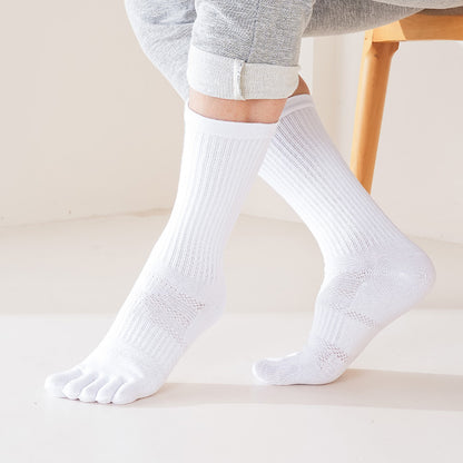 1/5 Pairs Men's Toe Socks Long Compression Sweat-Absorbing Fitness Marathon Hiking Outdoor Basketball Five Finger Sport Socks