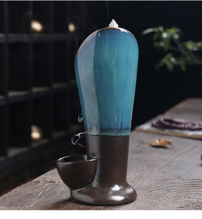 1pc Ceramic Waterfall Incense Burner Backflow Incense Burner Multifunctional Ornament (Without Incense)