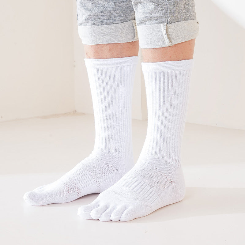1/5 Pairs Men's Toe Socks Long Compression Sweat-Absorbing Fitness Marathon Hiking Outdoor Basketball Five Finger Sport Socks