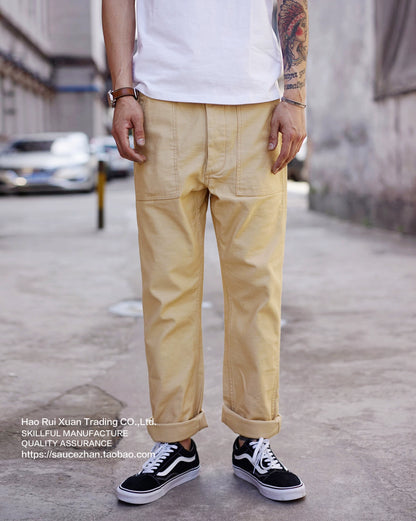 SauceZhan OG107 Utility Fatigue Pants Military PANTS Classic Cargo  Olive  Men's Baker Pants Satin Cotton Straight Fit