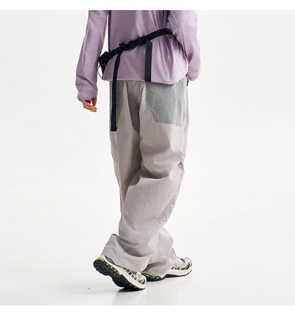 Men Women Splice Fashion Outdoor Loose Casual Lightweight Quick Dry Sports Cargo Baggy Pants Track Trouser Jogger Sweatpants