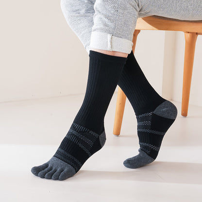 1/5 Pairs Men's Toe Socks Long Compression Sweat-Absorbing Fitness Marathon Hiking Outdoor Basketball Five Finger Sport Socks