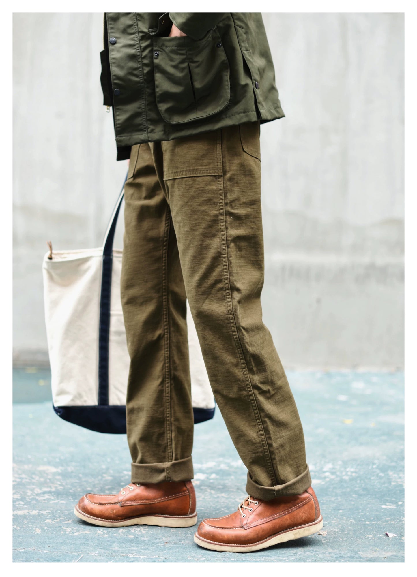 SauceZhan OG107 Utility Fatigue Pants Military PANTS Classic Cargo  Olive  Men's Baker Pants Satin Cotton Straight Fit