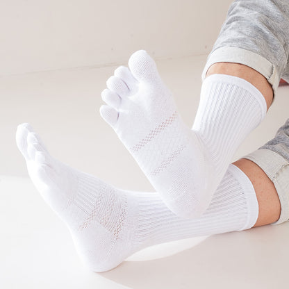 1/5 Pairs Men's Toe Socks Long Compression Sweat-Absorbing Fitness Marathon Hiking Outdoor Basketball Five Finger Sport Socks