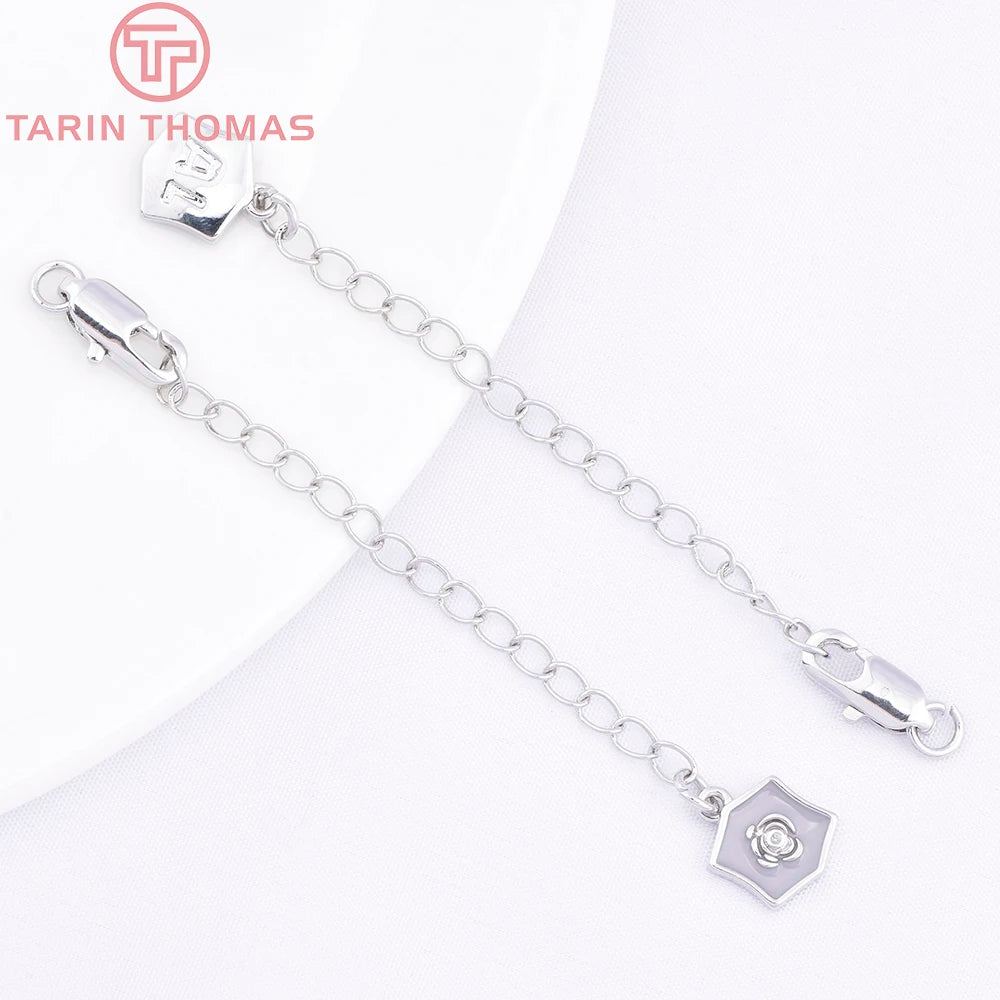 (3564) Full Length 85MM 24K Gold Color Plated Brass Extender Chain with Lobster Clasps High Quality Jewelry Accessories