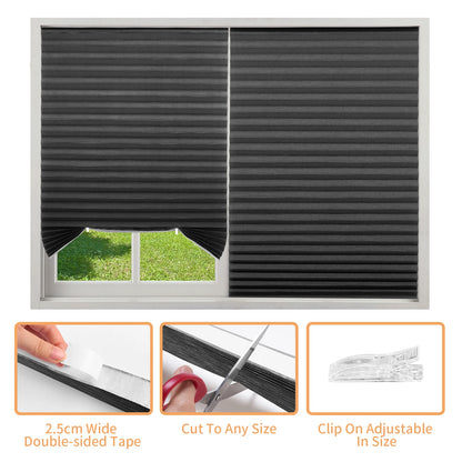 No Drill Blinds Stick on Curtains Blinds for Bedroom Kitchen Bathroom Windows Light Filtering Privacy Protection with Clips