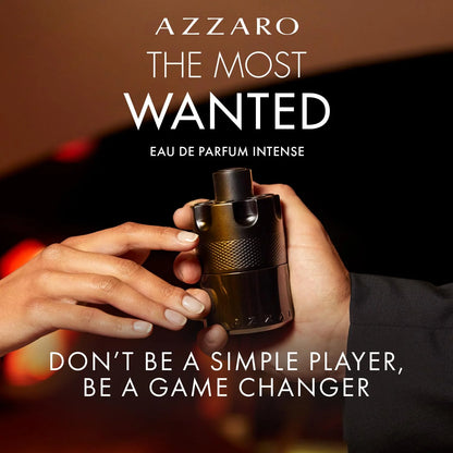 Azzaro The Most Wanted 100ml Eau de Parfum Intense - Woody & Seductive Mens Cologne - Fougère, Ambery & Spicy Fragrance for Date Night - Lasting Wear - Luxury Perfumes for Men, Wooden base, long-lasting fragrance, black Hard