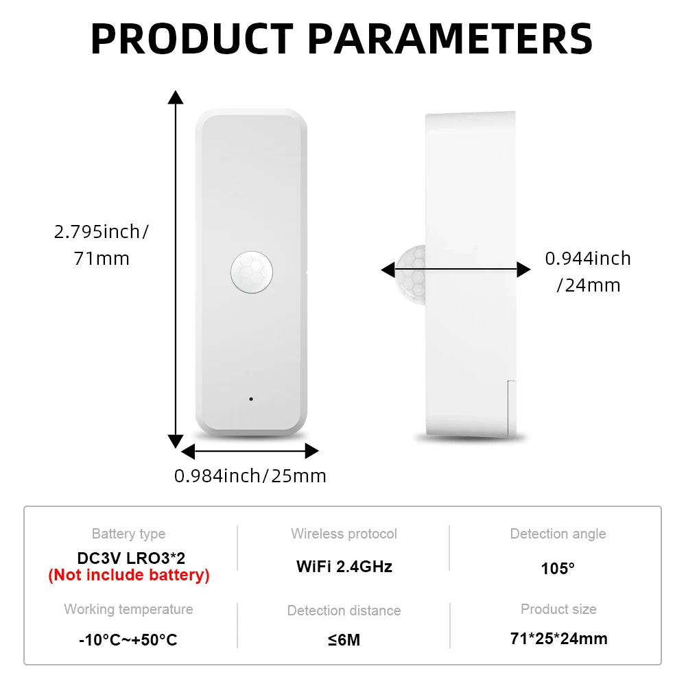 Tuya WiFI Motion Sensor PIR Smart Human Body Home Burglar Sensor APP Remote Control Smart Life For Smart Home Work With Alexa