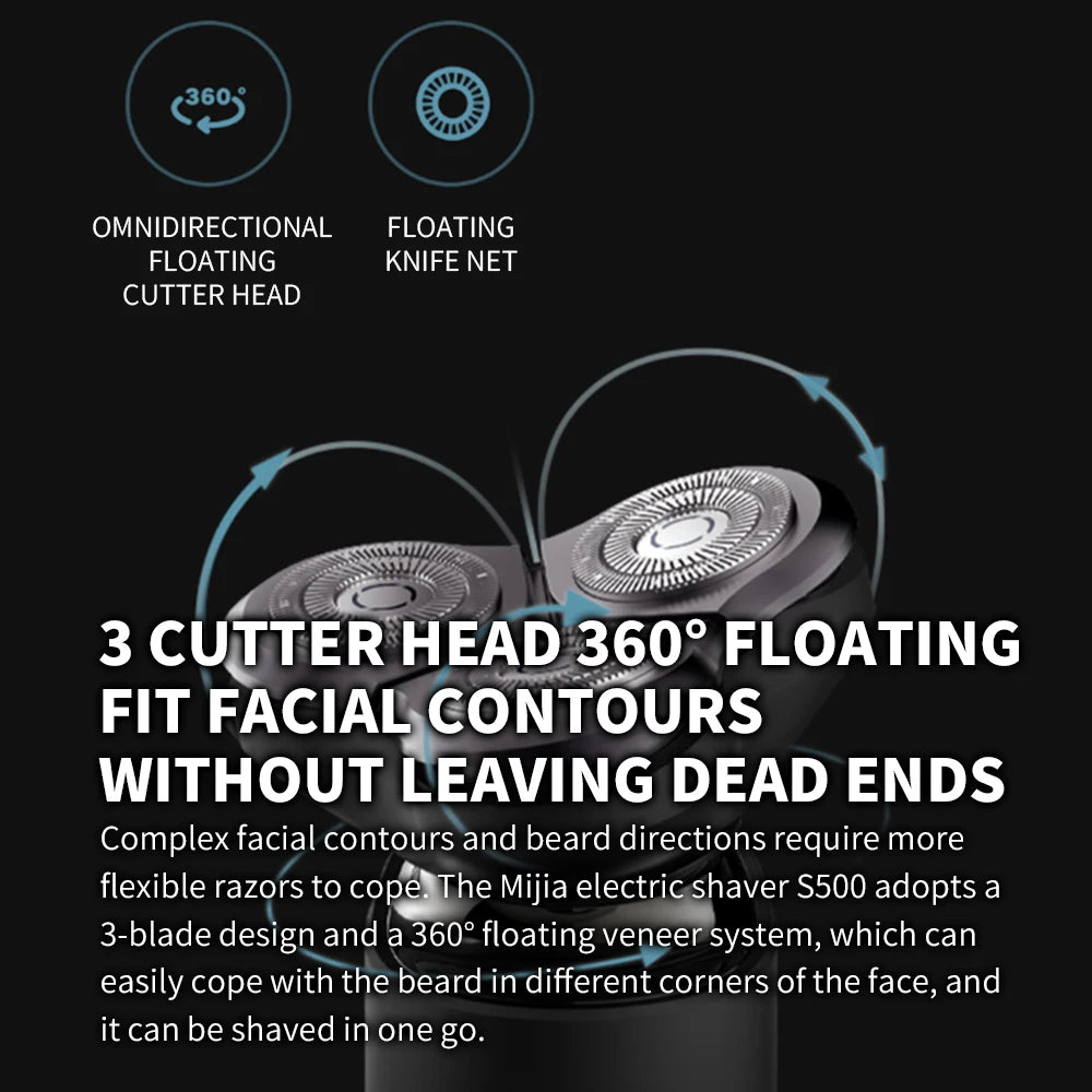 NEW MIJIA S500 Electric Shaver Clipper Triple Blade Trimmer For Men Dry Wet Shaving Washable Beard Hair Cutting Machine Razor CN