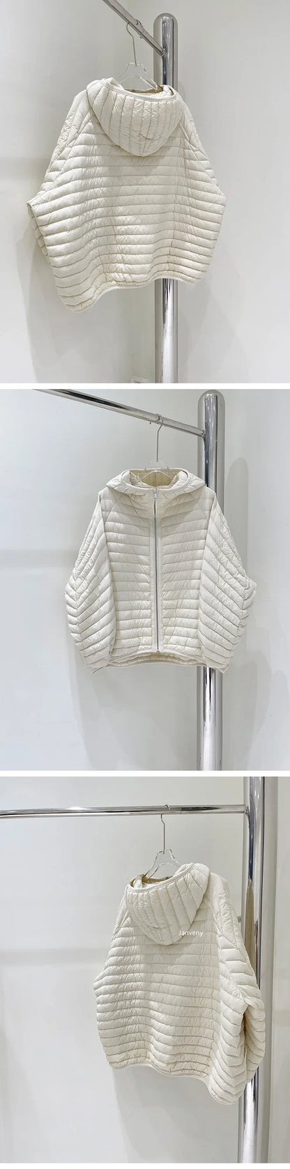 JANVENY 2025 New In Winter Short Puffer Jacket Women Ultra Light Loose 90% White Duck Down Coat Female Hooded Thin Parka Outwear