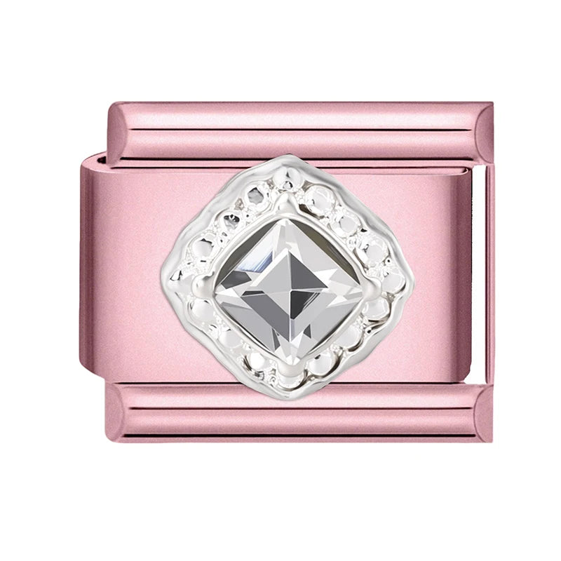 Pink Color Y2K Butterfly Star Bow Rabbit Heart Pendant Italian Charm Links Fit 9mm Stainless Steel Bracelet DIY Making Gifts