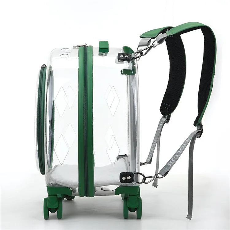 pet trolley case portable dog going out transparent trolley bag large capacity two cats
