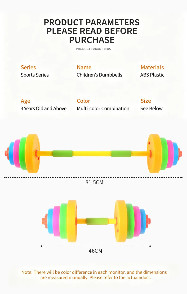 Kids Adjustable Weight Lifting Dumbbell Barbell Set Fitness Exercise Toy Indoor Outdoor Training Activity Play Equipment