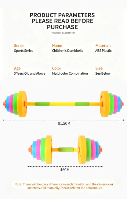 Kids Adjustable Weight Lifting Dumbbell Barbell Set Fitness Exercise Toy Indoor Outdoor Training Activity Play Equipment