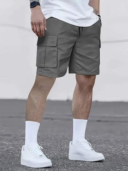 Men's work shorts; summer comfort; multi-pocket; outdoor leisure sport beach pants; elastic waistband