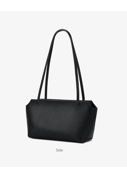 Luxury Women's Genuine Cowhide Leather Mini Shoulder Tote Bag Pebbled Leather Long Strap Underarm Handbag Minimalist Daily Purse