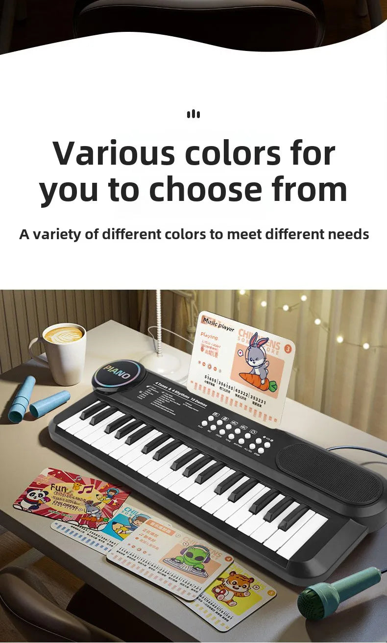 Kids Electric Piano 37 Baby Keyboard with Microphone Singing Songs Development Educational Toy Musical Instrument Games Children