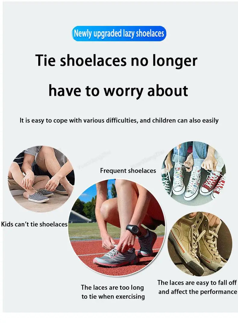 No tie Shoe laces Elastic laces Sneakers Flat Shoelaces without ties Quick Shoelace for Shoes Kids Adult One Size fits All Shoes
