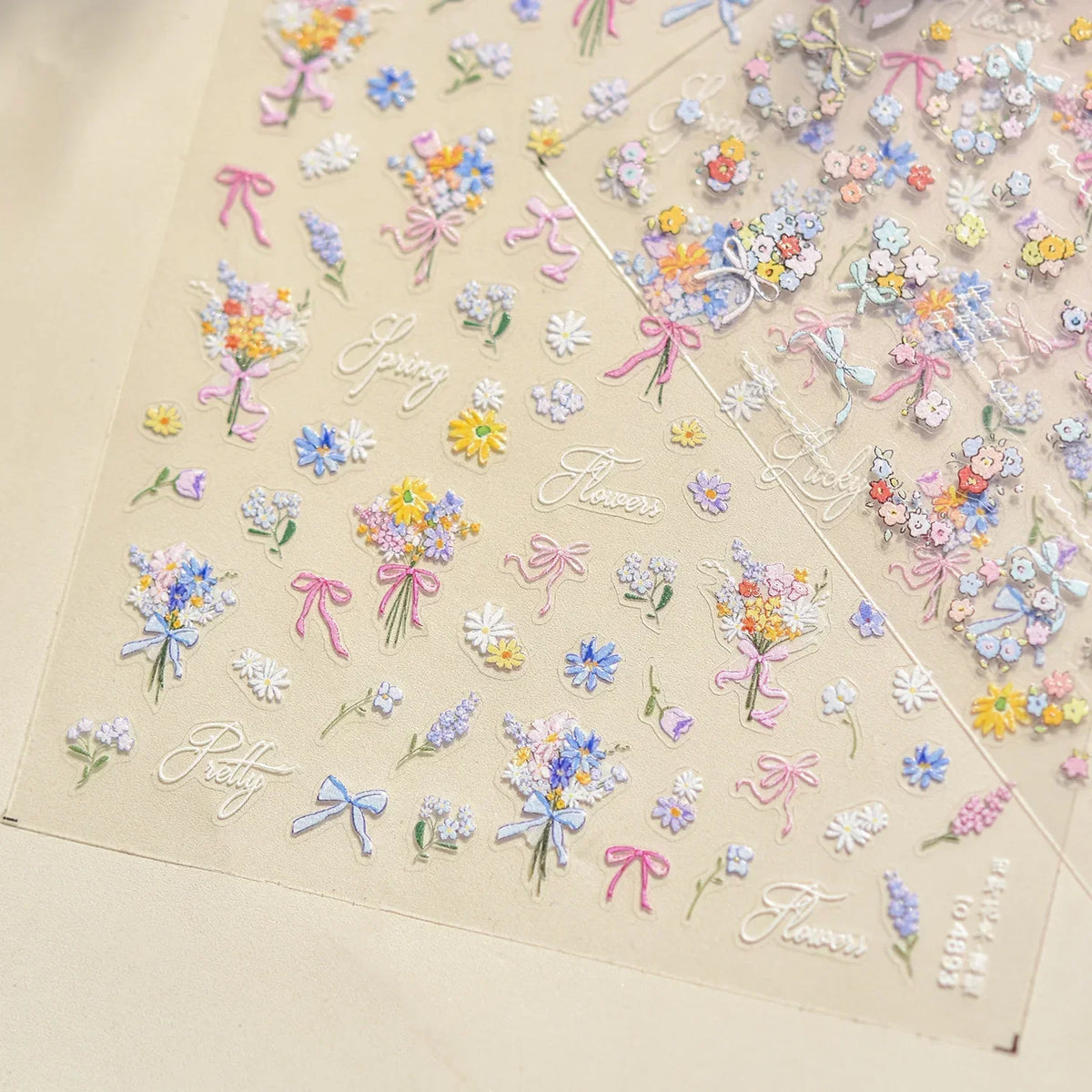 White Flower Petal Cherry Blossom Peach Blossom Falling Petal Floral Gradient 5D Self Adhesive Nail Art Sticker Manicure Decals