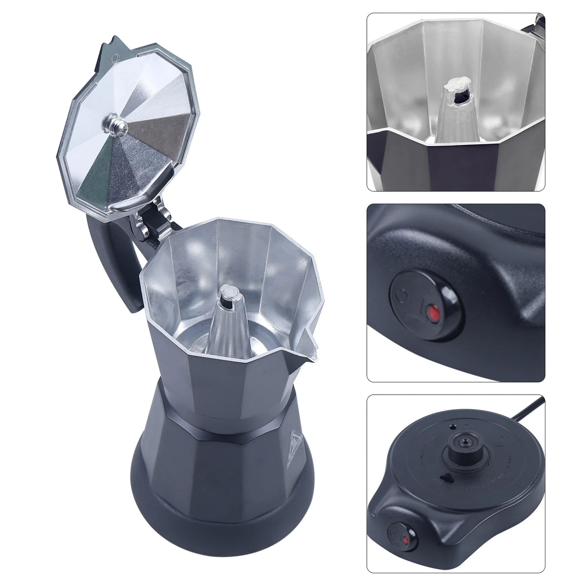 300 ml Electric Coffee Machine Aluminium Espresso Maker Mocha Espresso Pot with Separate Base