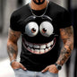 Summer New 3D Printed Funny Face T-shirt Fashionable Men's Holiday Short-sleeved Casual O-neck Loose T-shirt Streetwear