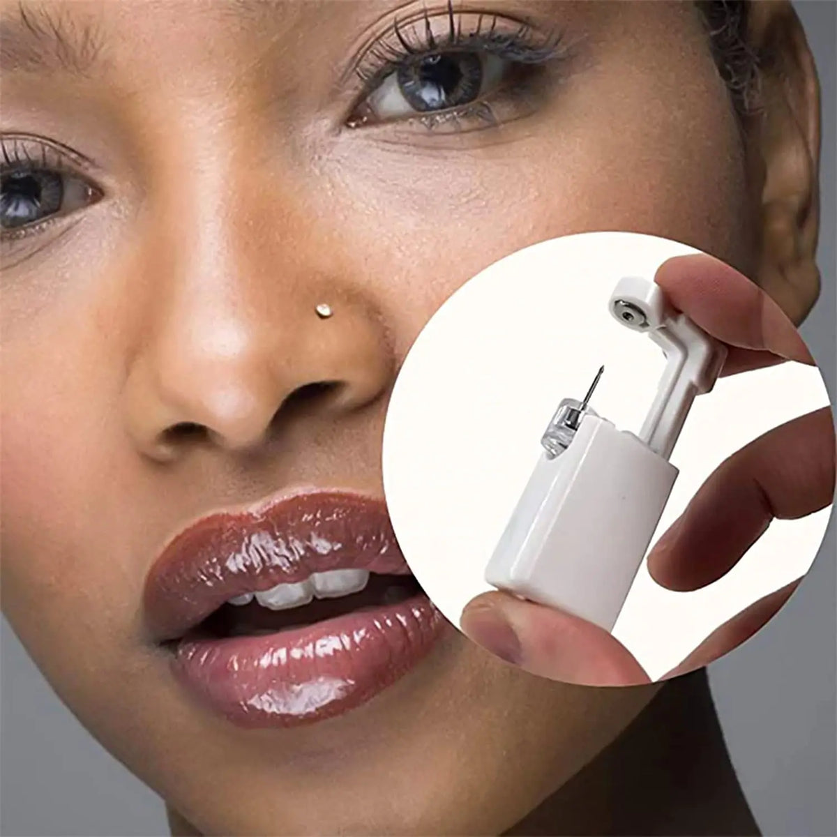 Disposable Nose Piercing Gun Kit with Built-in White Diamond Stud Personal Nose Body Piercing Tool Nose Ring Piercer